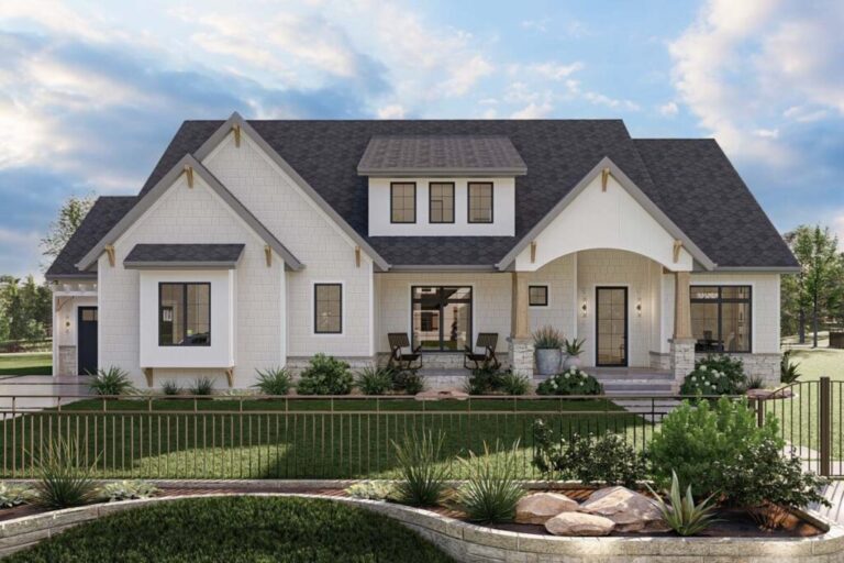 5-Bedroom 2-Story Modern Cottage House with Home Office (Floor Plan)