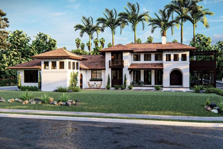 Two-Story 5-Bedroom Modern Mediterranean House with Luxurious Master Suite (Floor Plan)