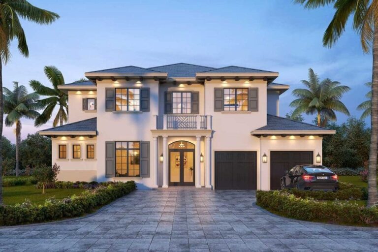 5-Bedroom 2-Story Stucco-Clad Mediterranean Home with Outdoor Kitchen (Floor Plan)