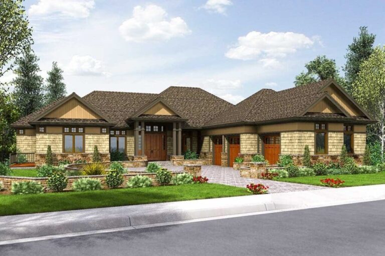 5-Bedroom 1-Story Mountain Ranch Home with Finished Basement Retreat (Floor Plan)