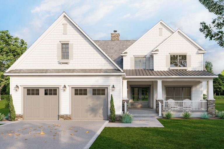 Elegant 4-Bedroom 2-Story Modern Farmhouse With 3,026 Sq. Ft. of Heated Living Space (Floor Plan)