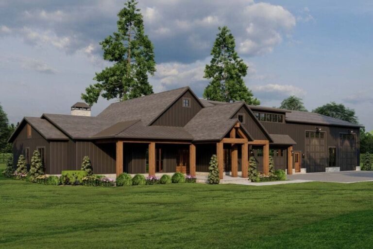 1-Story 4-Bedroom Modern Farmhouse with RV Garage and Bonus Room (Floor Plan)