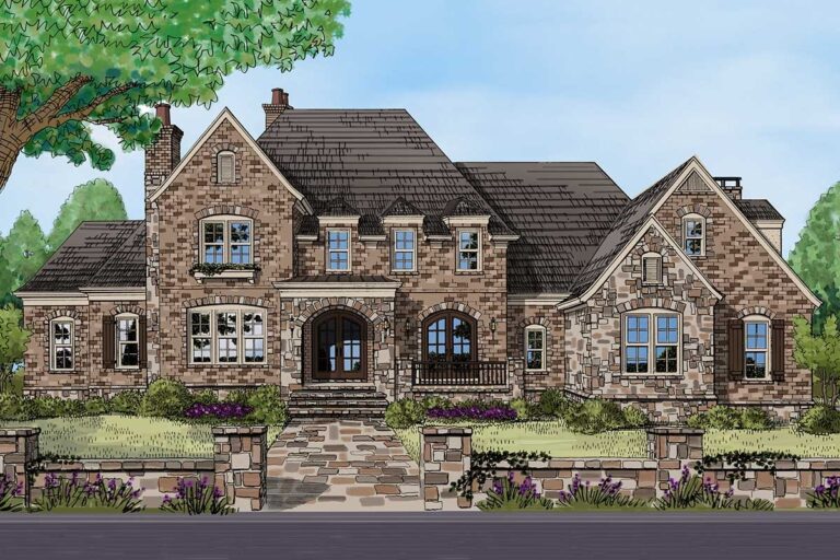 4-Bedroom 2-Story European Farmhouse With Side Garage and Bonus Lower Level (Floor Plan)