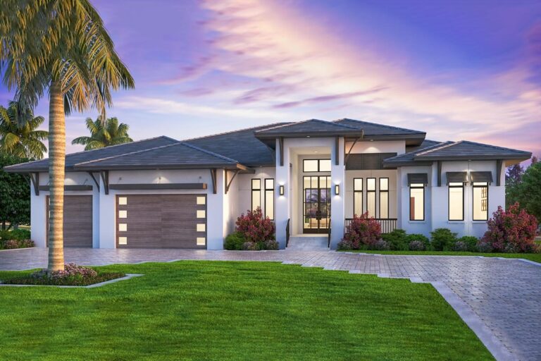 4–5 Bedroom 1-Story Modern Farmhouse With Expansive Lanai and Courtyard Garage (Floor Plan)