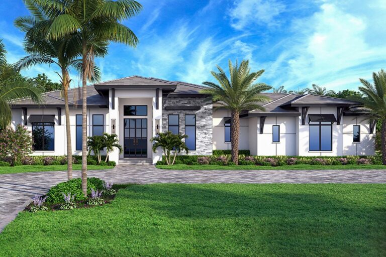 4-Bedroom 1-Story Modern Farmhouse With Expansive Pool Deck & Side-Entry 3-Car Garage (Floor Plan)