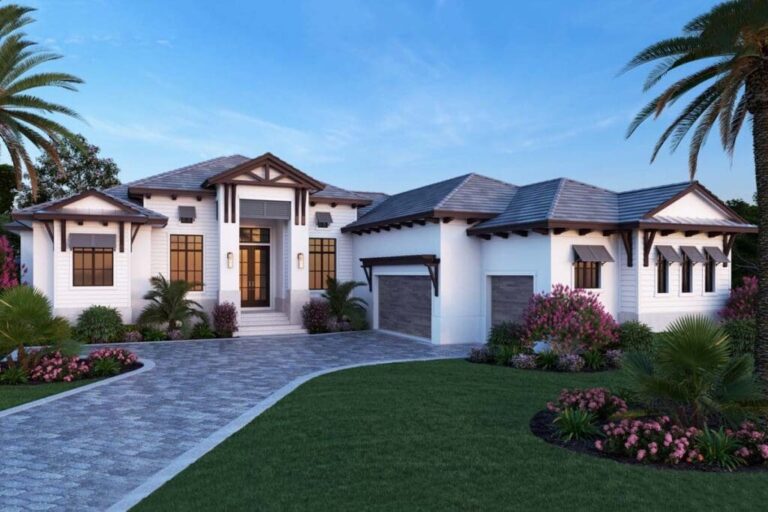 4-Bedroom 1-Story Transitional House with Outdoor Entertaining Space (Floor Plan)