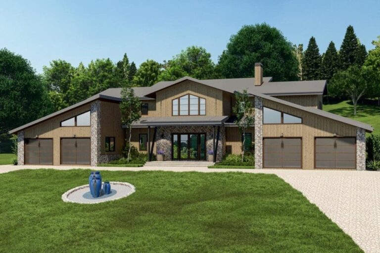 4-Bedroom Single-Story Symmetrical Modern House with Matching Wings (Floor Plan)