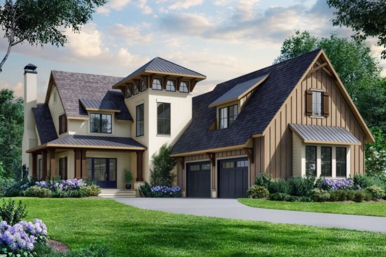 4-Bedroom 2-Story New American House with Second Flex Space (Floor Plan)