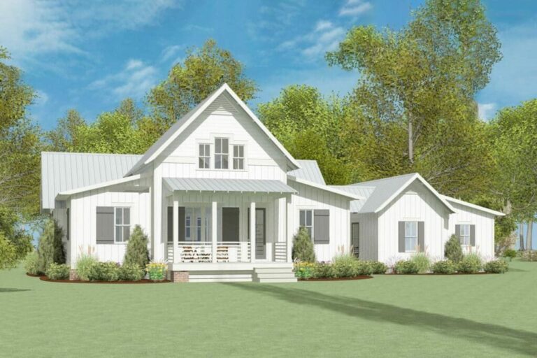 Dual-Story 4-Bedroom Modern Farmhouse with Breezeway-Attached Garage (Floor Plan)