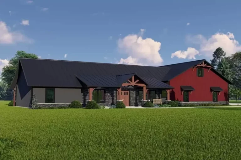 Barn-Inspired 3-Bedroom 1-Story Country Home with 5-Bay Garage (Floor Plan)