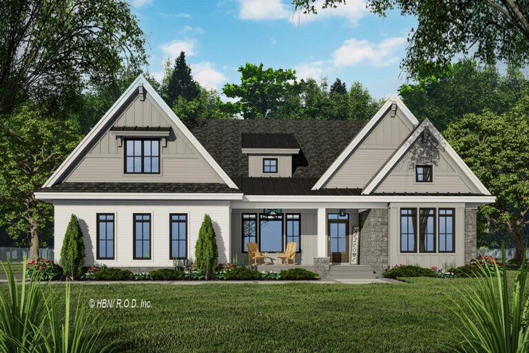 3-Bedroom One-Story New American Farmhouse with Bonus Expansion (Floor Plan)