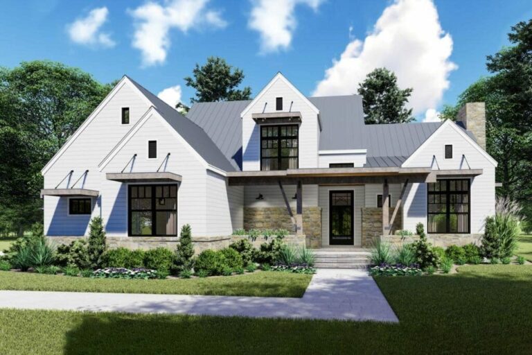 2-Story 4-Bedroom Modern Farmhouse with First-Floor Master and Outdoor Lanai (Floor Plan)
