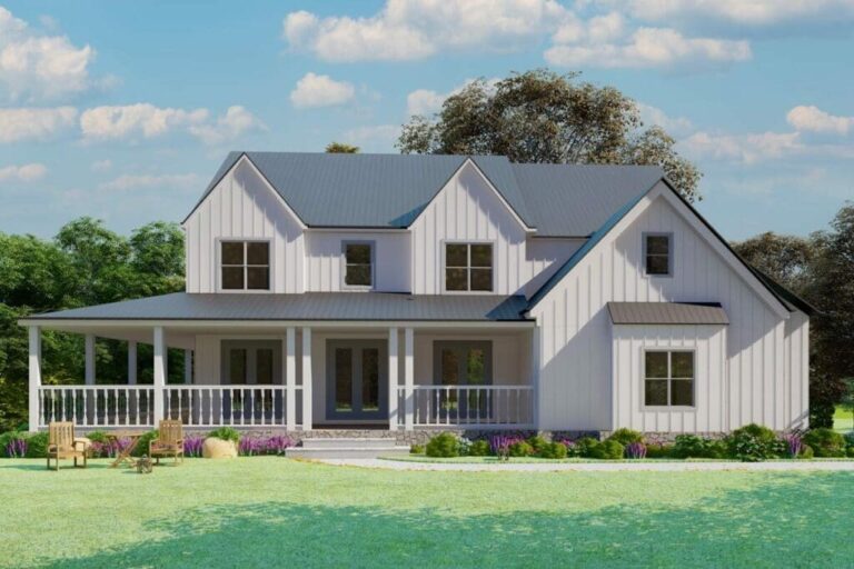 New American 6-Bedroom 2-Story Modern Farmhouse With Optional 2-Story Grand Room (Floor Plan)