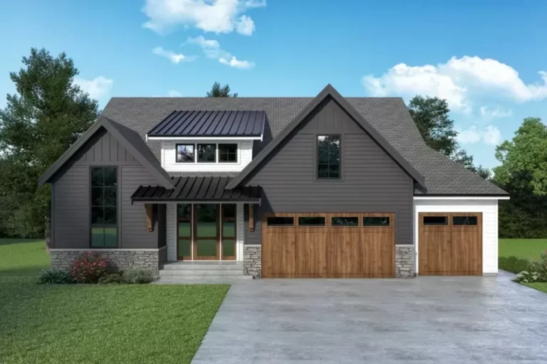 Contemporary Country Style 4-Bedroom 2-Story Farmhouse with Optional Walkout Basement (Floor Plan)