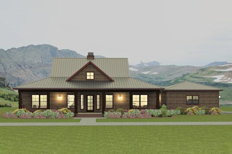 One-Story 3-Bedroom Country Farmhouse with Two Walk-In Pantries (Floor Plan)