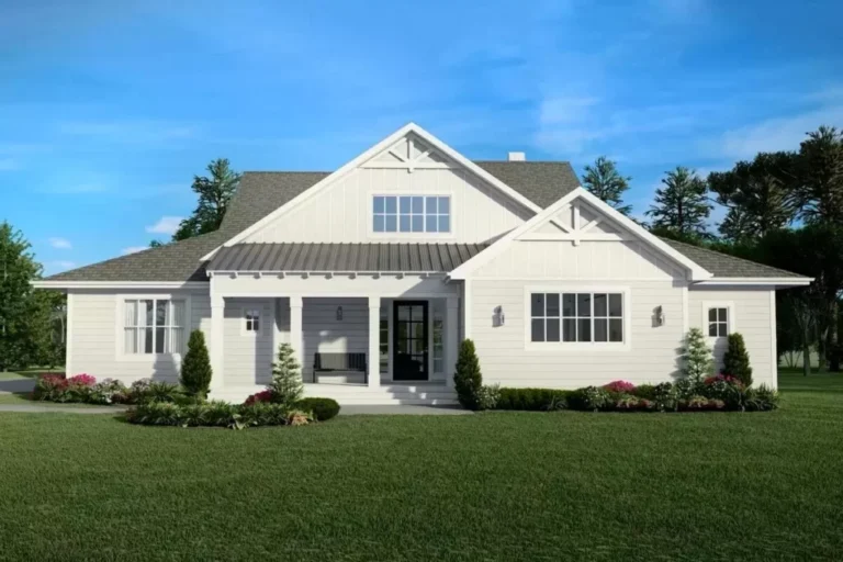 4-Bedroom Dual-Story Modern Farmhouse with Front and Rear Porches (Floor Plan)