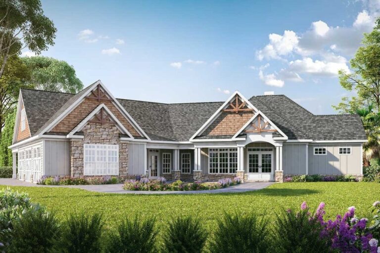 4-Bedroom 2-Story Multi-Generational Craftsman House with 2-Master Suites (Floor Plan)