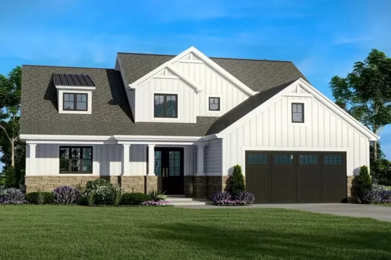 New American 2-Story 4-Bedroom Farmhouse with Main Floor Master Suite (Floor Plan)