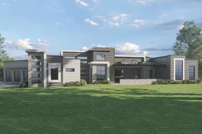 3-Bedroom One-Story Contemporary Ranch Home with Angled 3-Car Garage (Floor Plan)