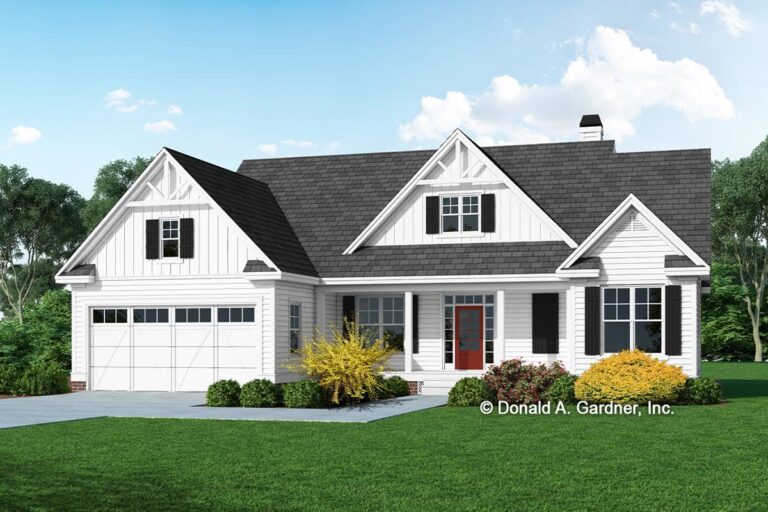 3-Bedroom 1-Story Modern Farmhouse with Cathedral Ceilings (Floor Plan)