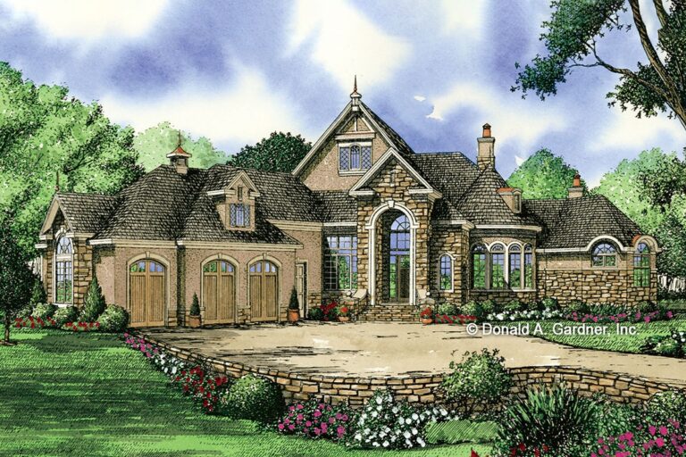 Luxurious 4 Bedroom 1-Story Farmhouse With 3-Car Courtyard Garage & Bonus Space (Floor Plan)