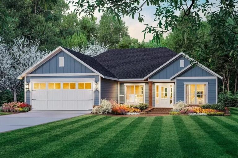 3-Bedroom 1-Story Country Ranch Home with Split Bedrooms (Floor Plan)