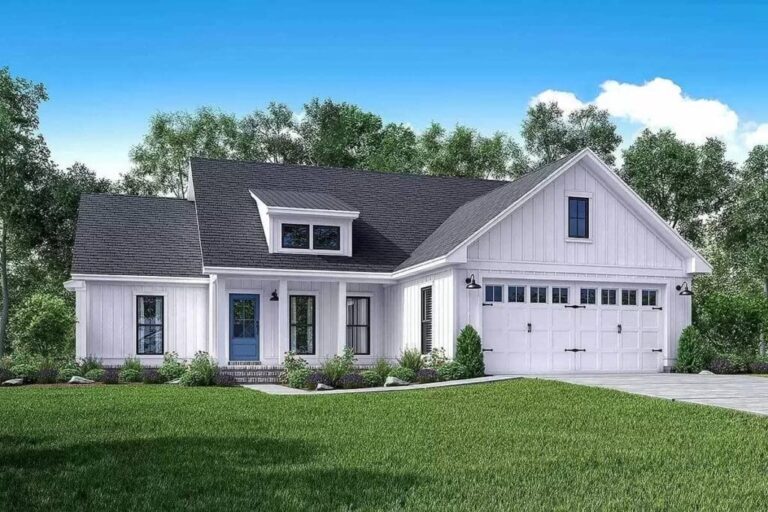 Single-Story 3-Bedroom Farmhouse with Tremendous Curb Appeal (Floor Plan)