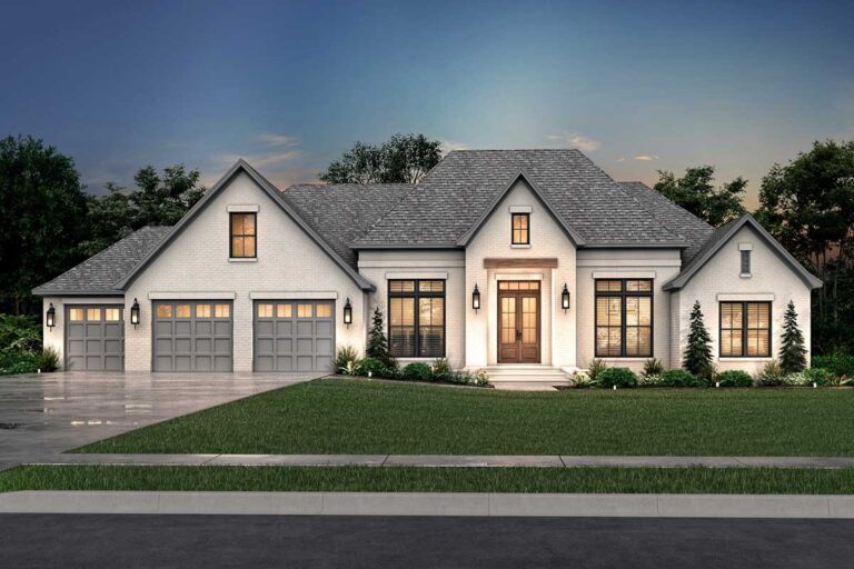 4-Bedroom Single-Story French Country Home with Optional Bonus Room (Floor Plan)