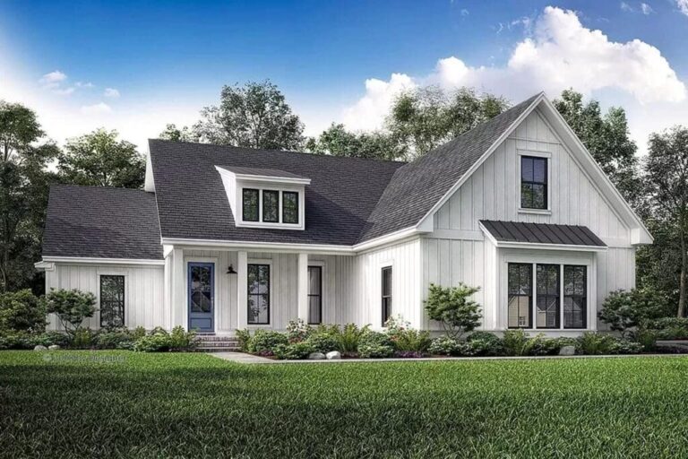 Exclusive Split-Bed 4-Bedroom 2-Story Cottage House with Shed Dormer (Floor Plan)