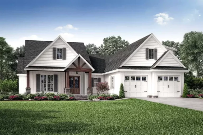 Split Bed 4-Bedroom Two-Story Country Craftsman House with Spacious Master Suite (Floor Plan)