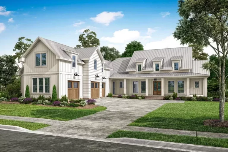 Spacious 4-Bedroom 2-Story Modern Farmhouse with Wraparound Front Porch (Floor Plan)