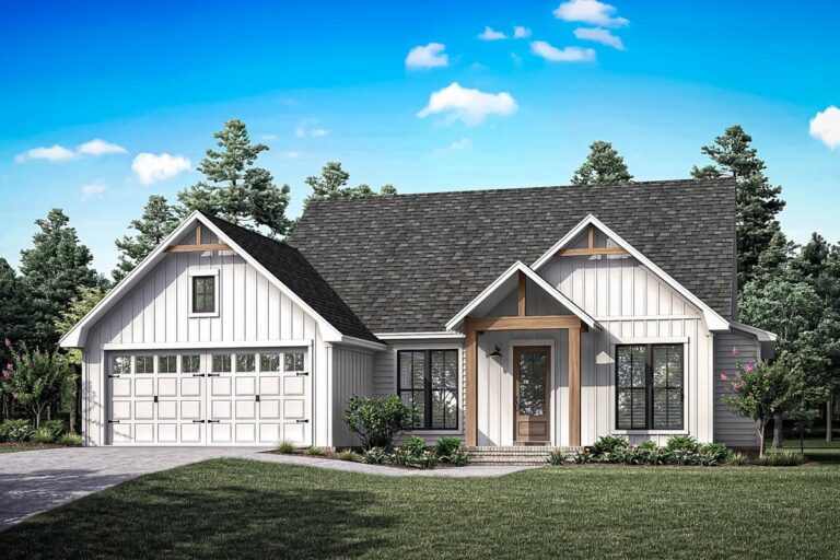 4-Bedroom Single-Story Modern Farmhouse with Spacious Owner’s Retreat (Floor Plan)