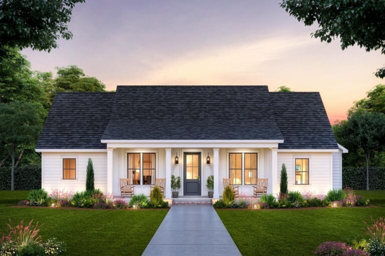 3-Bedroom 1-Story Simple House with Carport (Floor Plan)