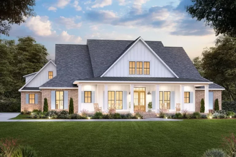 Single-Story 5-Bedroom Farmhouse with Massive Rear Porch (Floor Plan)