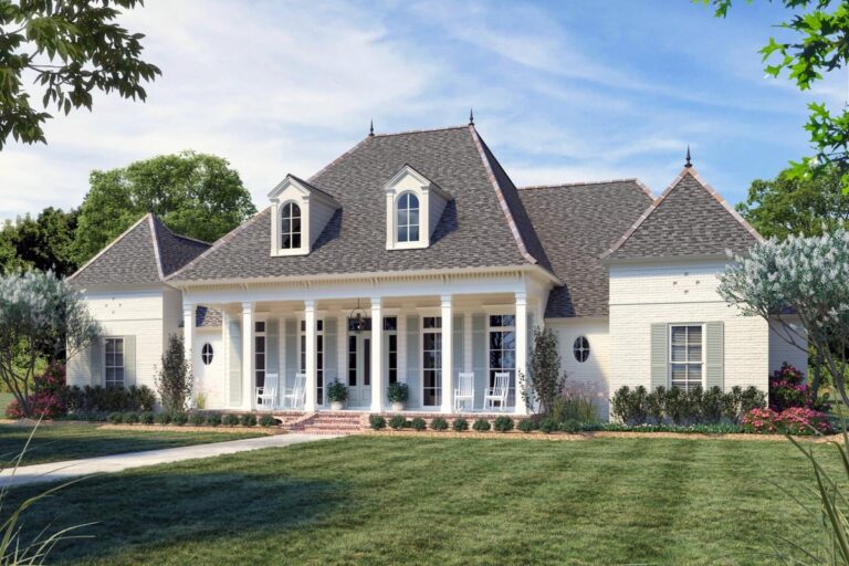 4-Bedroom Single-Story French Country House with Expansive Outdoor Living (Floor Plan)