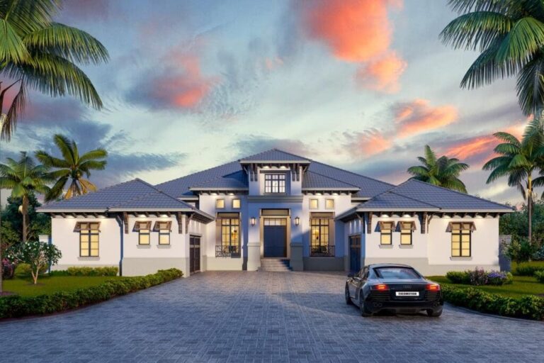 1-Story 4-Bedroom Southern House with Large Covered Lanai (Floor Plan)