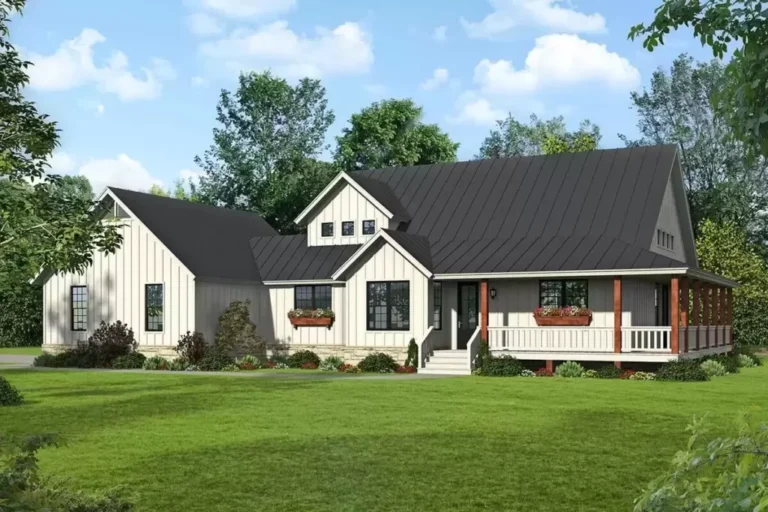 2-Story 3-Bedroom Mountain Farmhouse with 2 Master Suites and Wraparound Porch (Floor Plan)