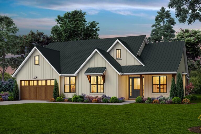 Dual-Story 4-Bedroom Modern Farmhouse with Vaulted Great Room (Floor Plan)