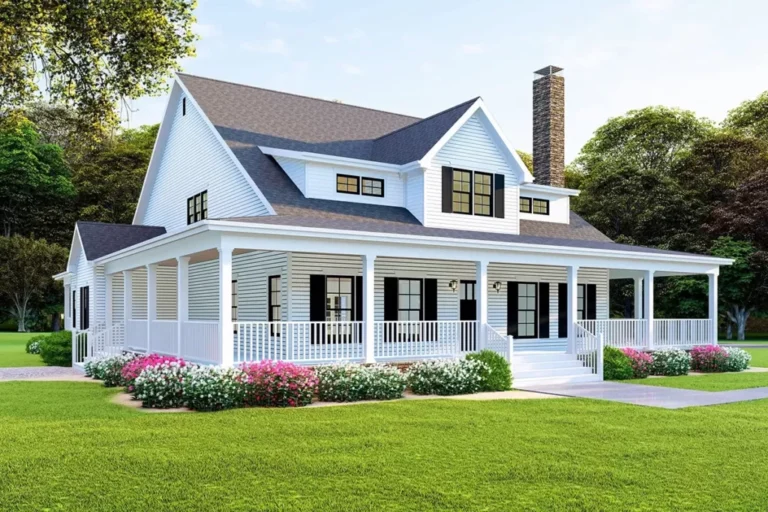 2-Story 4-Bedroom Modern Farmhouse With Wraparound Porch (Floor Plan)