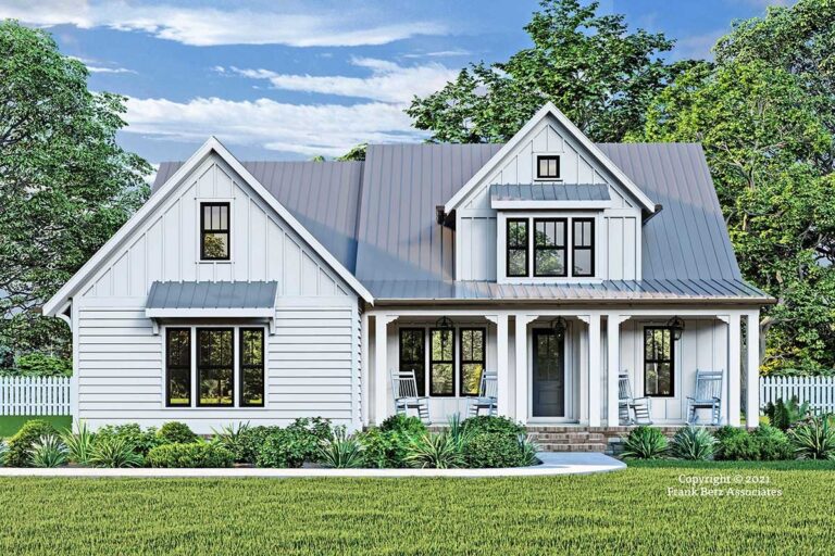 Two-Story 4-Bedroom Refined Farmhouse Cottage with Flex and Bonus Rooms (Floor Plan)