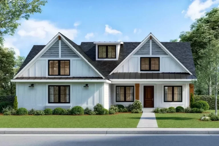 New American 3-Bedroom One-Story Modern Farmhouse with Sun Porch (Floor Plan)