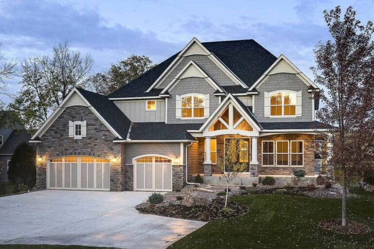 2-Story 5-Bedroom Modern Storybook Craftsman House with 2-Story Great Room (Floor Plan)