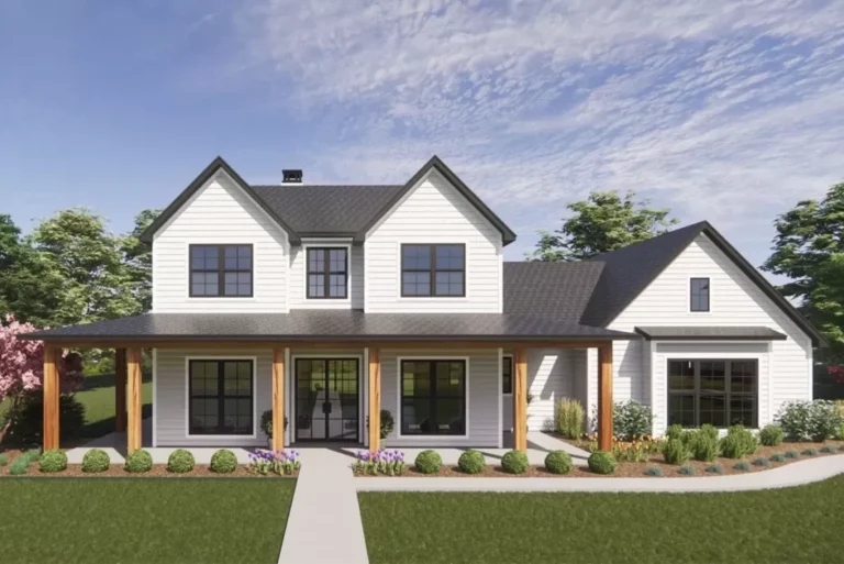4-Bedroom 2-Story Modern Farmhouse With Private Primary Suite and Wraparound Porch (Floor Plan)