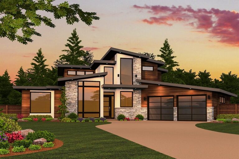 5-Bedroom Two-Story Modern House with Flexible Bonus Room (Floor Plan)