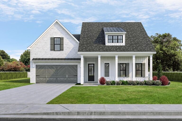 Dual-Story 4-Bedroom Modern Farmhouse With Shed Dormer (Floor Plan)