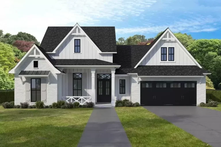 Single-Story 4-Bedroom Modern Farmhouse with Private Master Wing (Floor Plan)