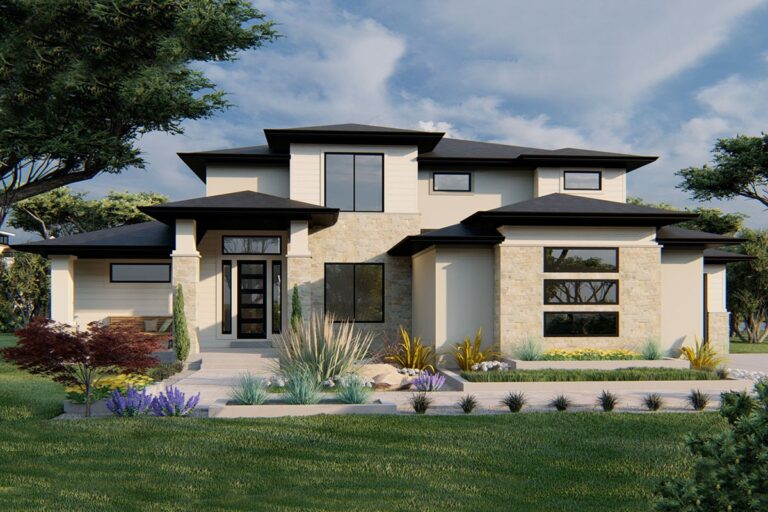 2-Story 6-Bedroom Modern Prairie House with Optional Finished Lower Level (Floor Plan)