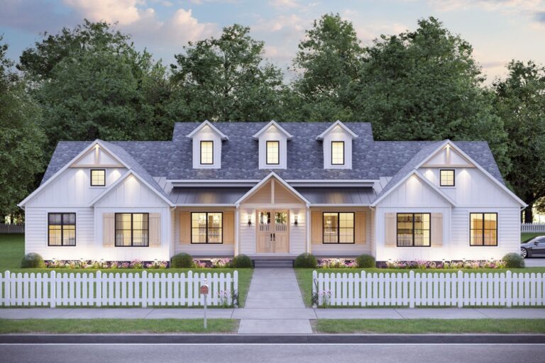 4-Bedroom 1-Story Modern Farmhouse with Home Office (Floor Plan)