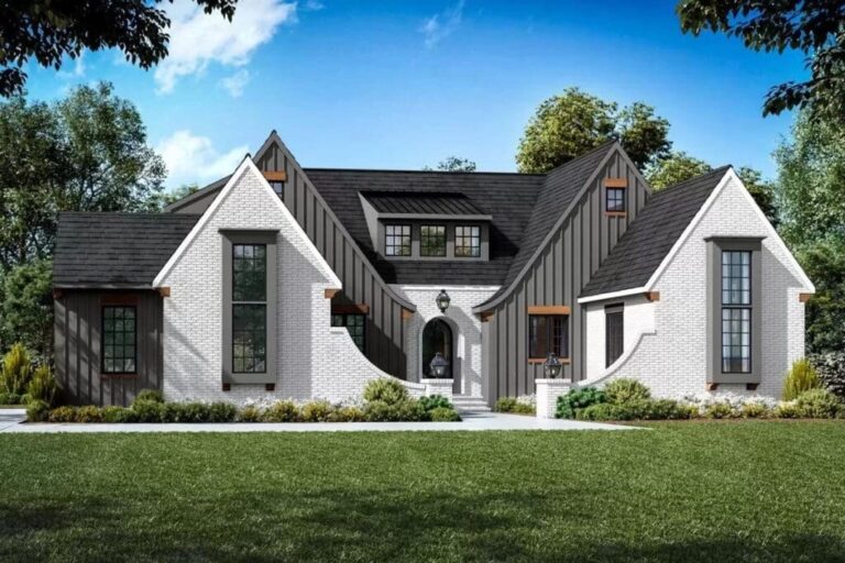 3-Bedroom Single-Story Transitional House with Nearly Perfect Symmetrical Face (Floor Plan)