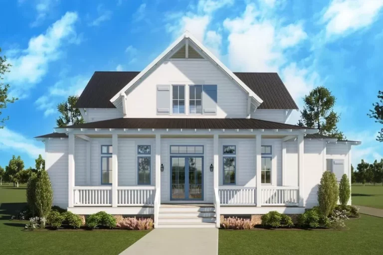 Dual-Story 3-Bedroom Country Cottage Farmhouse with Screened Porch and Bunk Room (Floor Plan)